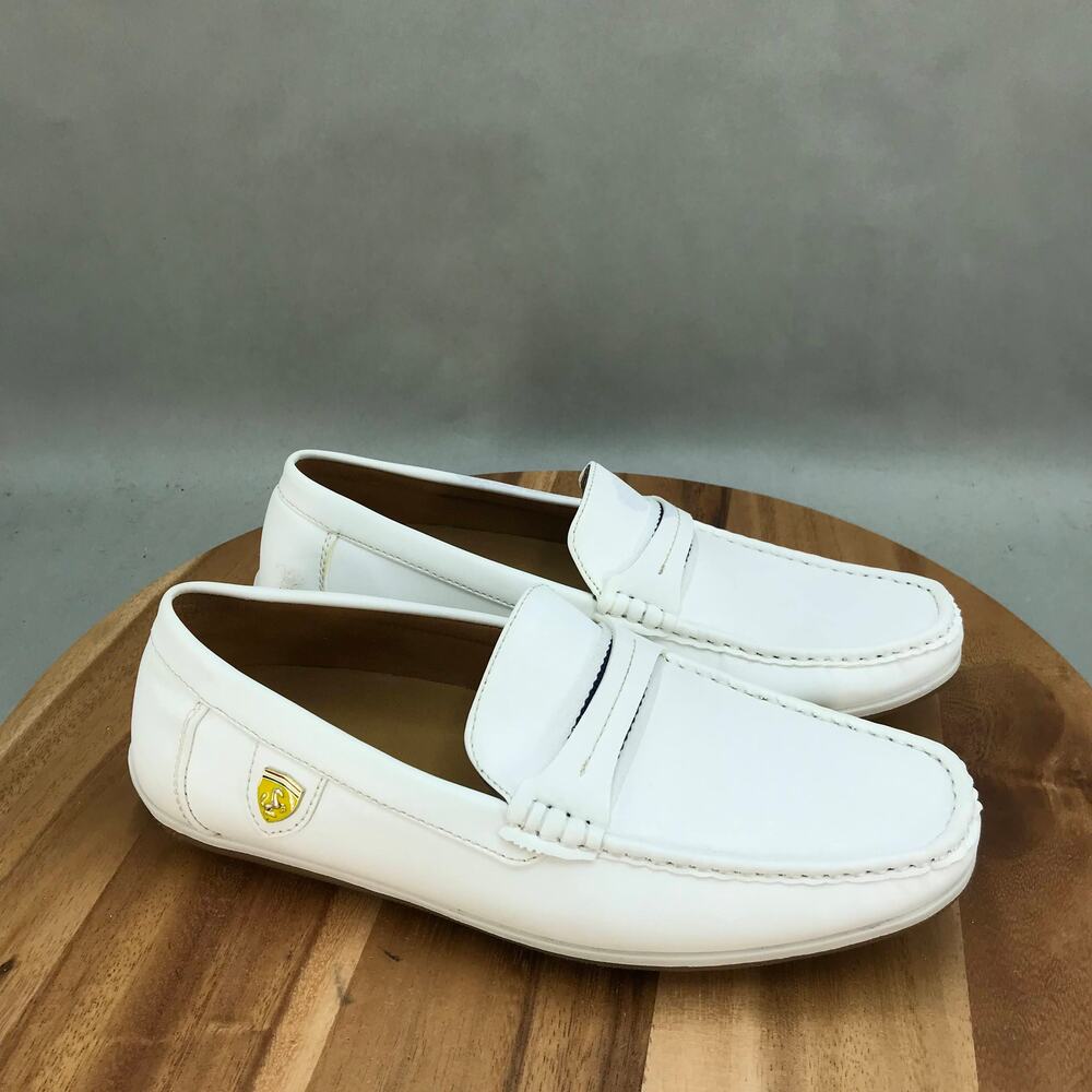 Bruno Marc Bush Driving Loafers Mens 9 White‎ Faux Leather Slip On Casual Shoes